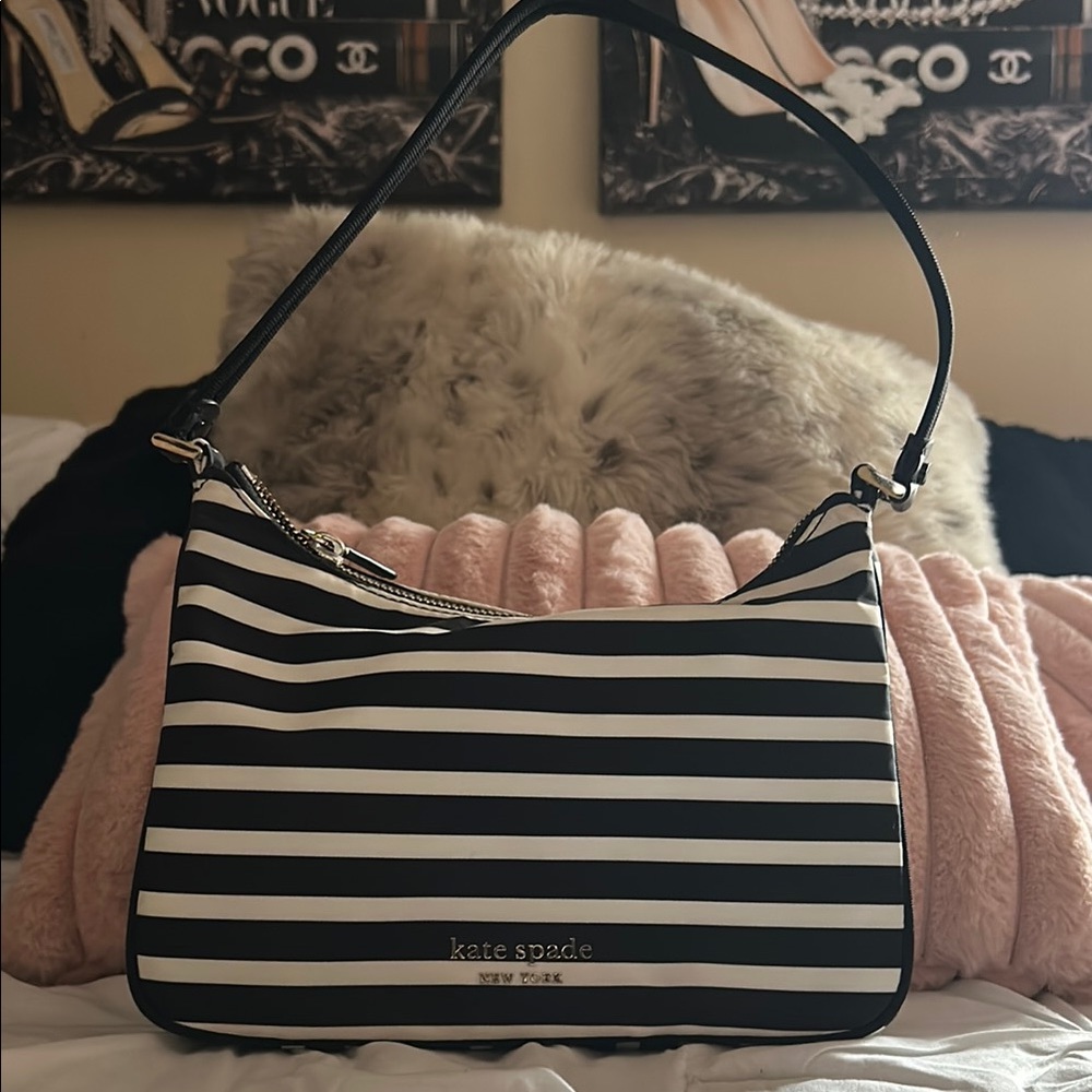 Kate Spade Black and White Striped Women's Bag